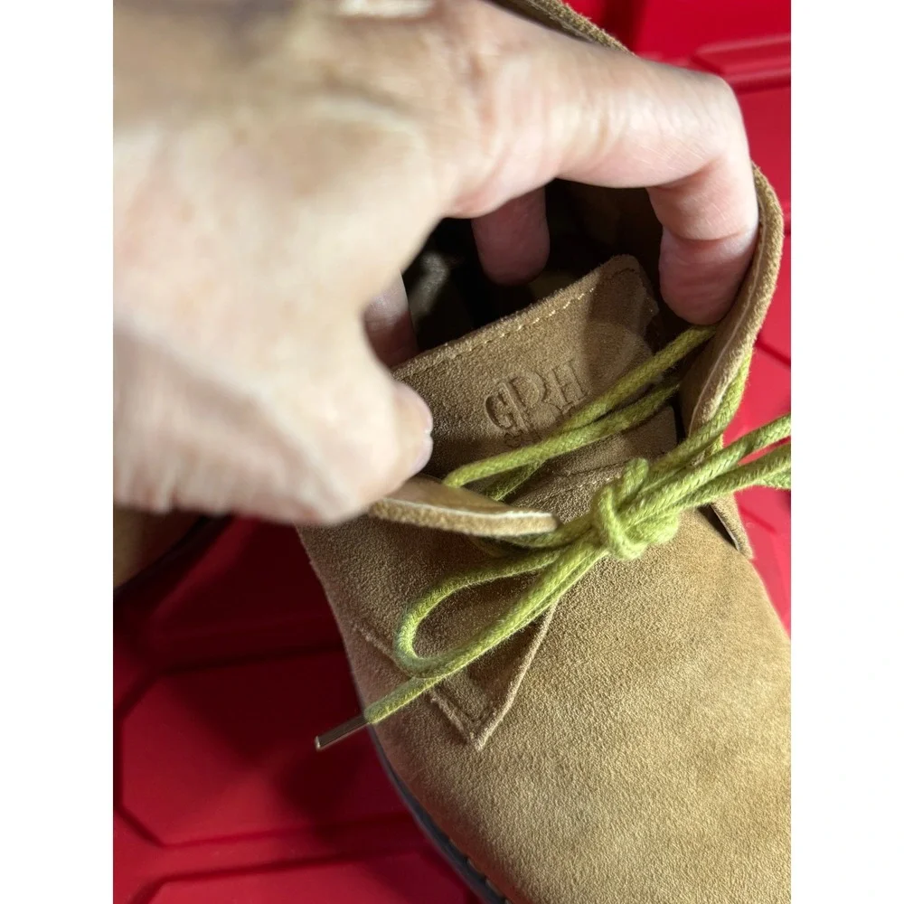 GH Bass & Co Pearce Mens Tan Suede Chukka Boots Size 8 D Desert Lime Green Laces